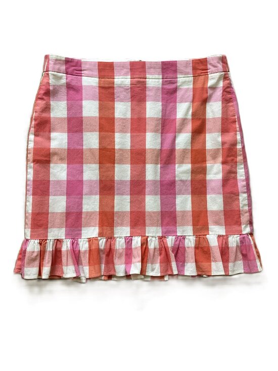 J. Crew Dresses & Skirts - J Crew Mini Skirt with Ruffle Hem Persimmon Gingham Plaid Pink/Orange